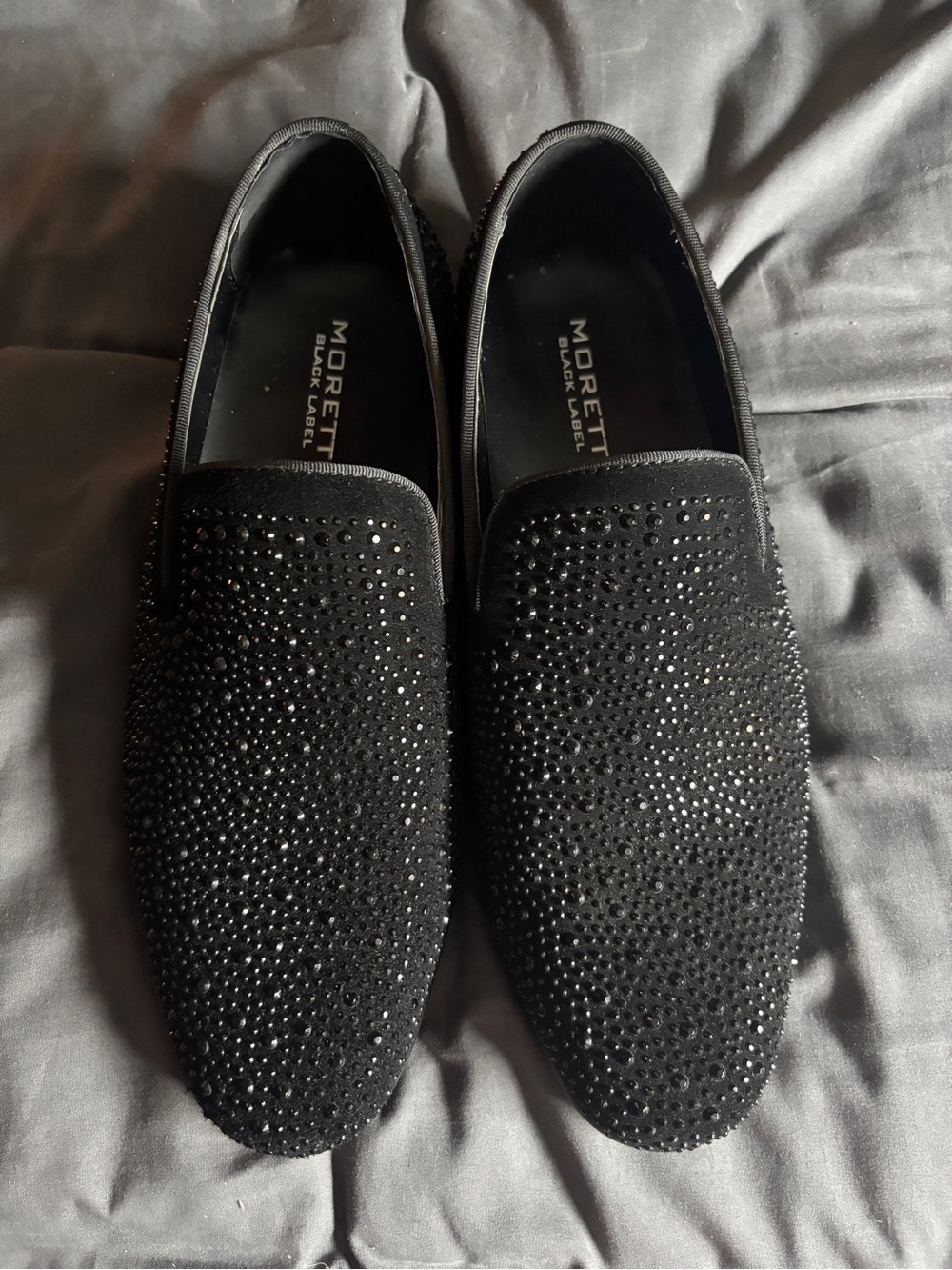 Moretti Black Crystal-Embellished Men’s Loafers